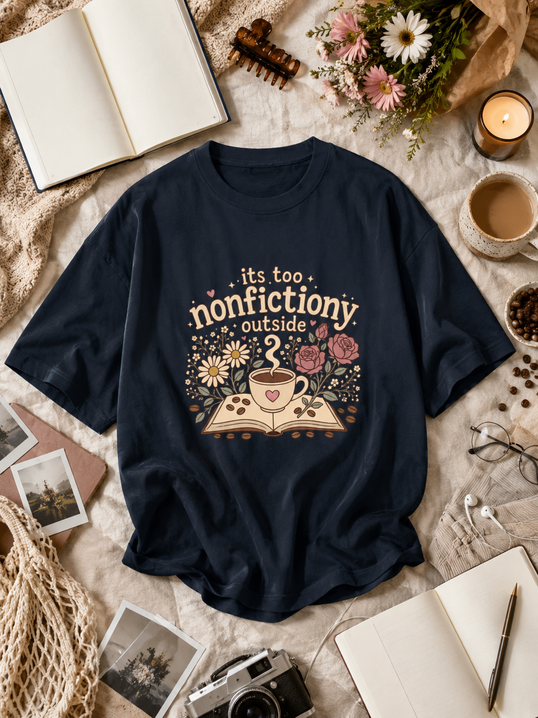 nonfictiony outside tee (navy Blue)