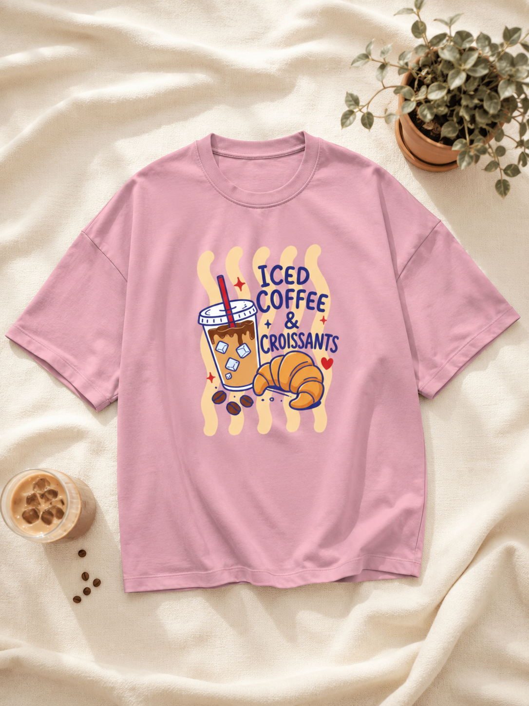 iced coffee & croissants tee