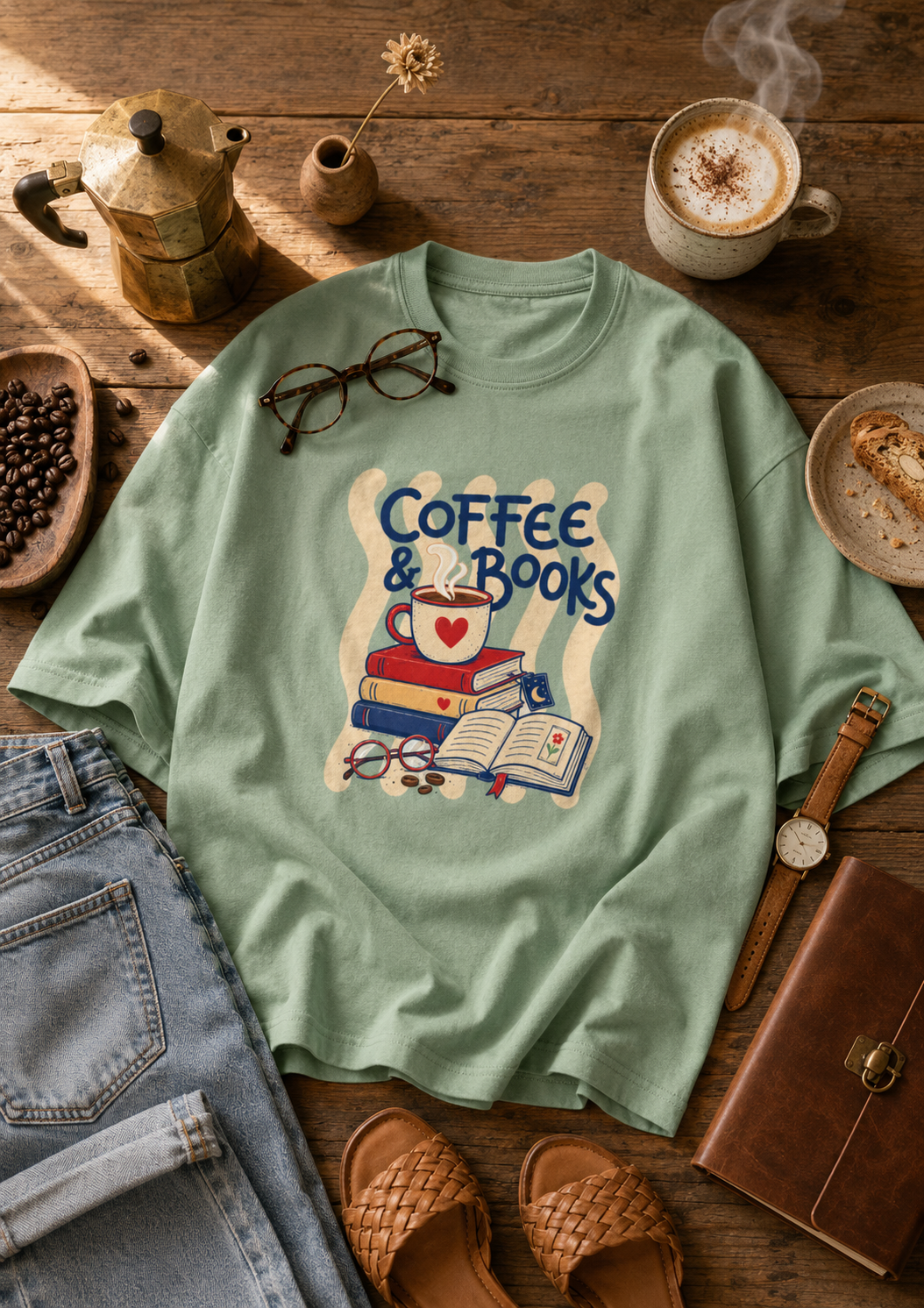 coffee & books tee